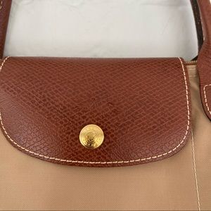 Longchamp tan Le Pliage Small Nylon Shoulder Tote